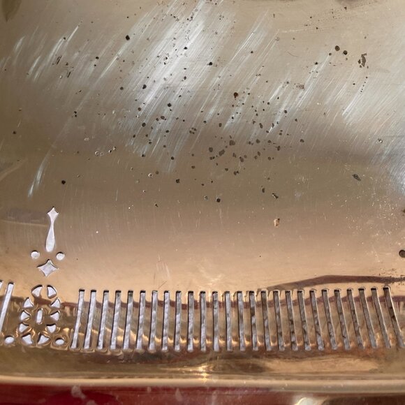 Vintage Silver Plate Pedestal Handled Basket with Tatted Doily - S&S Stamped - Picture 5 of 10